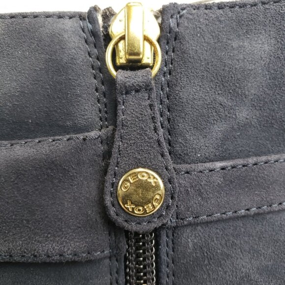 Geox Bootie Horsebit Navy Blue Eleana Suede Ankle Boot Goldtone NEW sz 8 - Picture 7 of 13